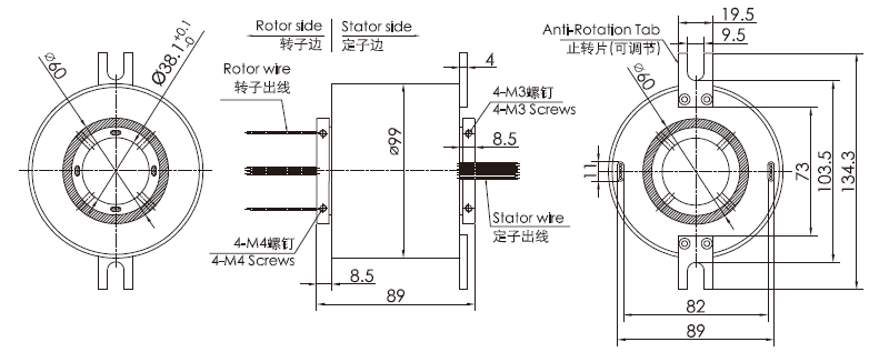 g038-12G038-12系列超高速导电滑环（最高转速：5000转/分钟） 系列滑环外形图纸
