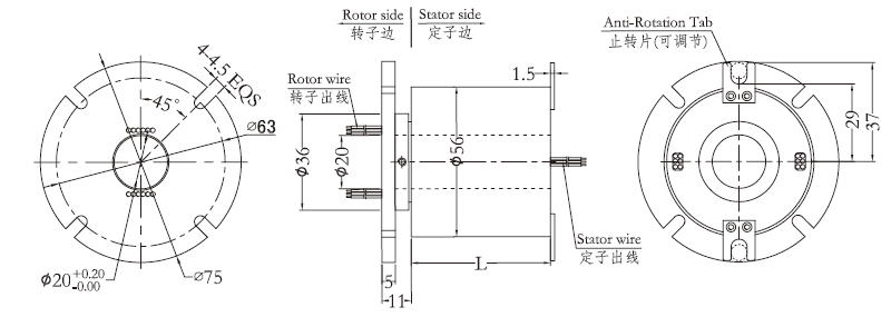 h2056fH2056F系列（转子法兰安装）中空导电环 系列滑环外形图纸