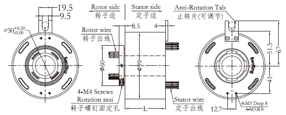h3099H3099系列（过孔式、空心轴）滑环 系列滑环外形图纸