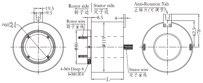 h60119H60119系列过孔导电滑环 系列滑环外形图纸